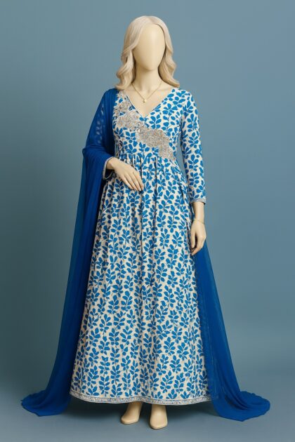 Floral Lawn Maxi-Stitched