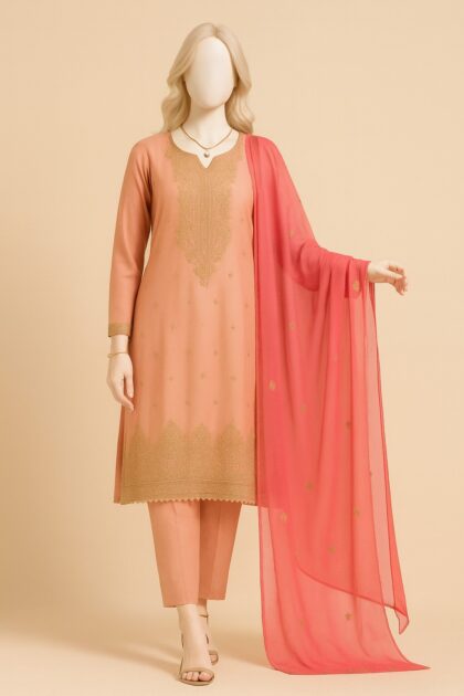 Peach Embroided Suit