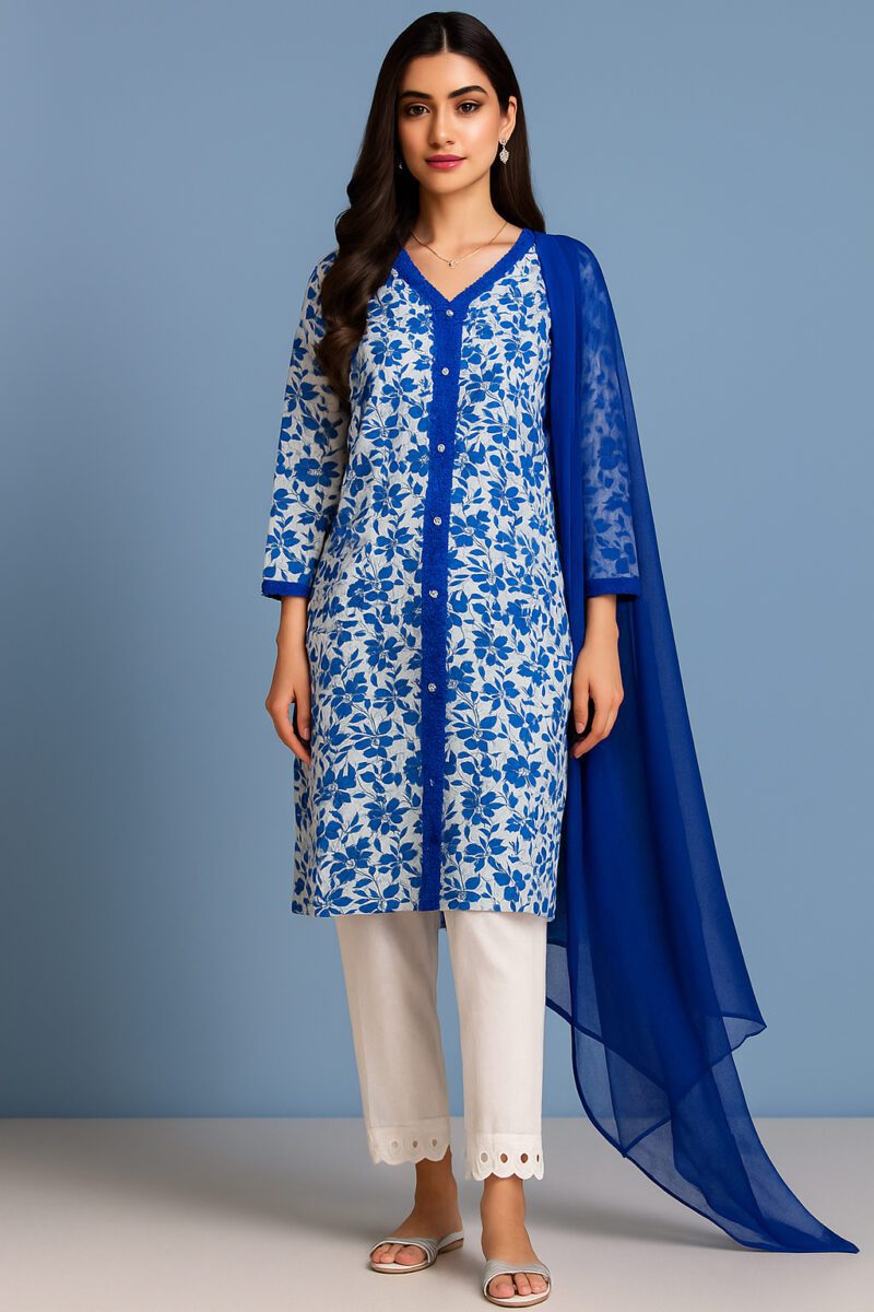 Blue Pearl Floral- Stitched