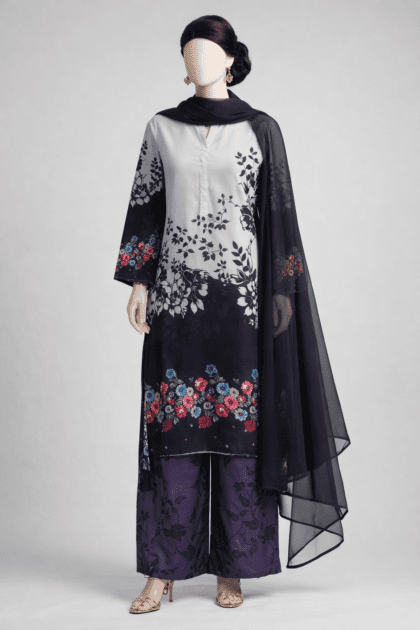 Floral Patterned Stitched 2 Pc