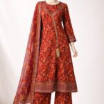 Maroon Floral Lawn Fancy Frock