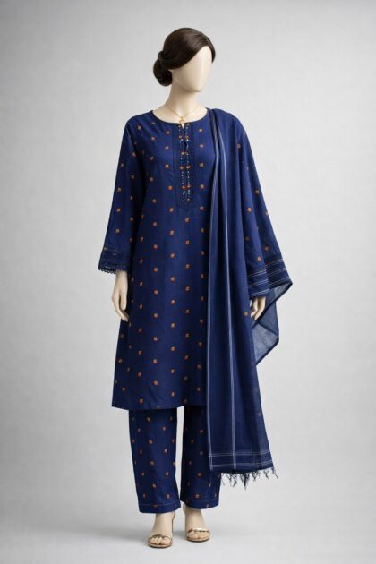 Dark Green Embroidery Stitched