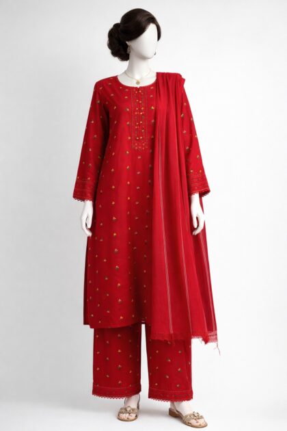 Pink Embroidery Lawn stitched