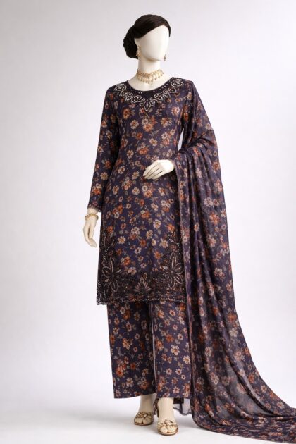 Chocolate Brown Stitched 3pc