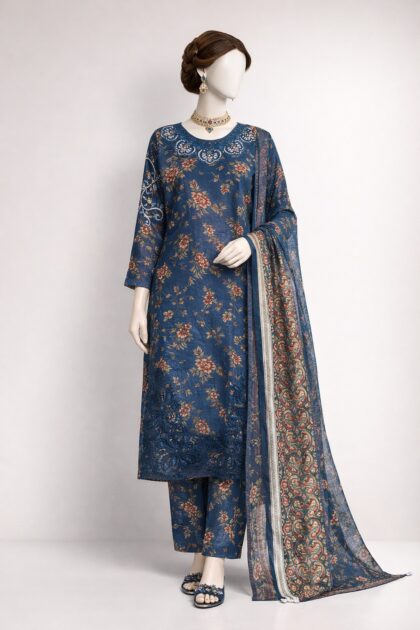 Zinc Color Floral Stitched