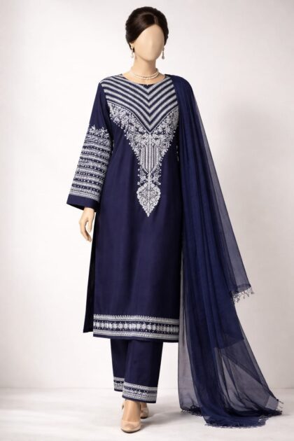 Navy Blue Heavy Embroidery 3pc