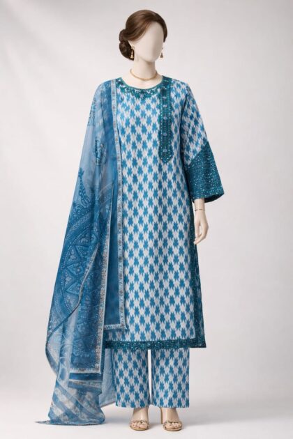 Sea Green & White Patch Work